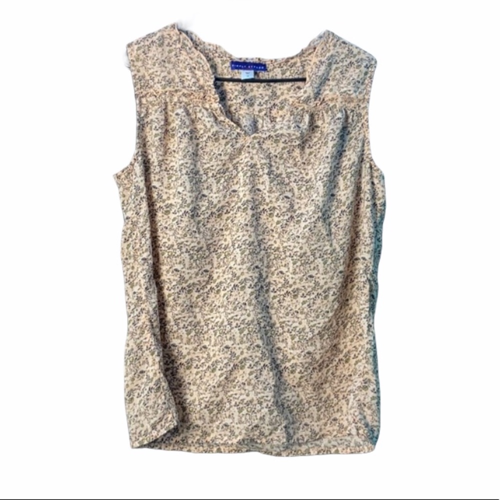 Simply Styled Sleeveless Tan Floral Top, size L